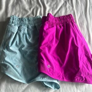 lululemon athletica Women's Shorts Bundle - Pink and Light Blue (4” low rise)